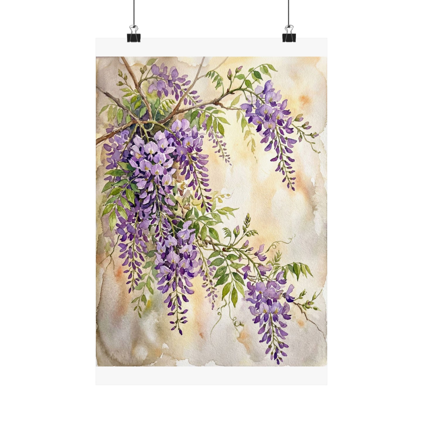 Fukinsei Wisteria Wall Art Print - Japandi Watercolor Art Print
