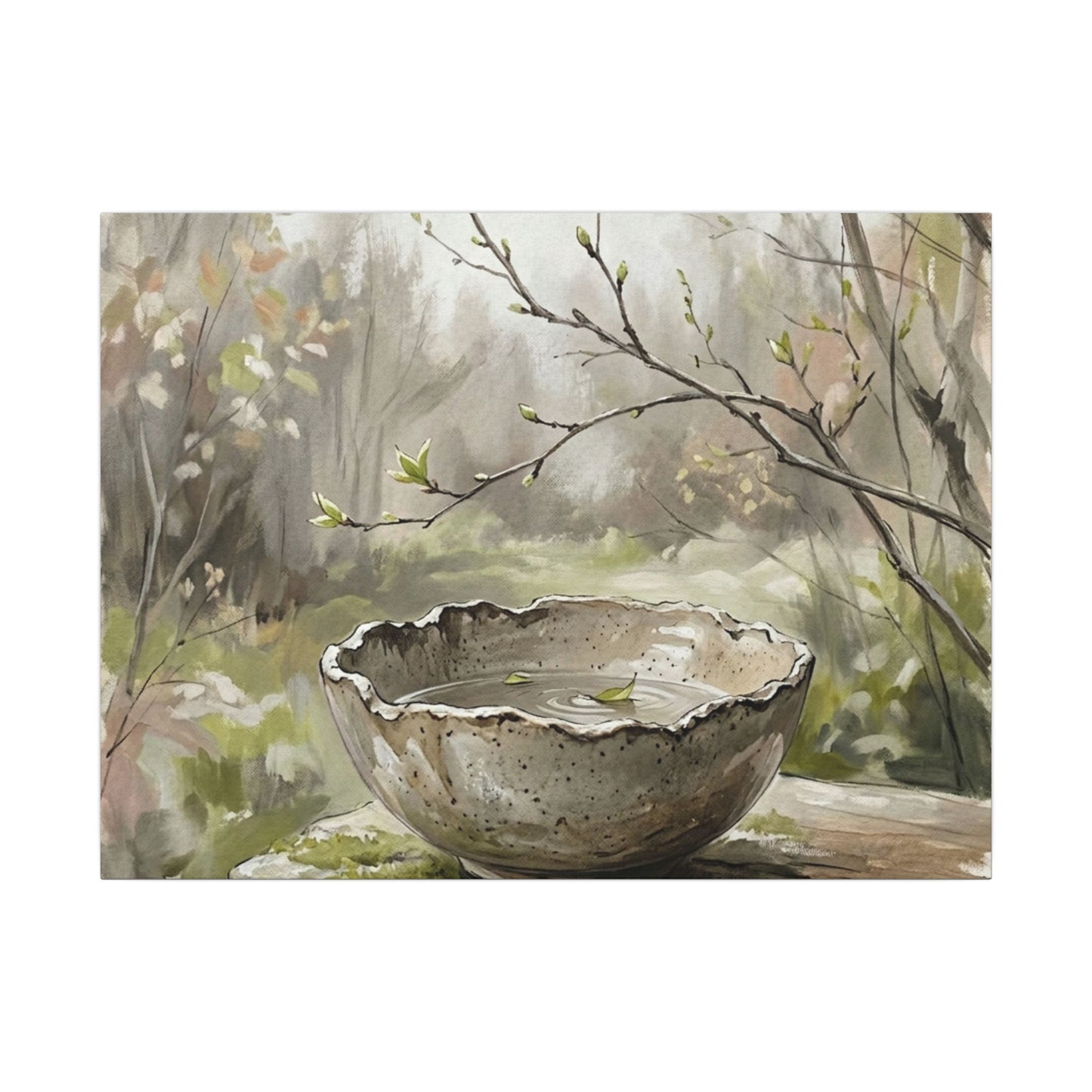 Japandi Ceramic Bowl in Overcast | Minimal Line Canvas Art