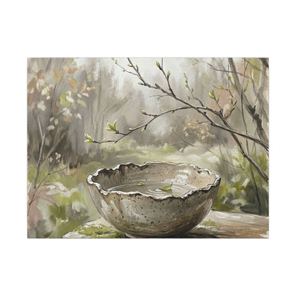 Japandi Ceramic Bowl in Overcast | Minimal Line Canvas Art