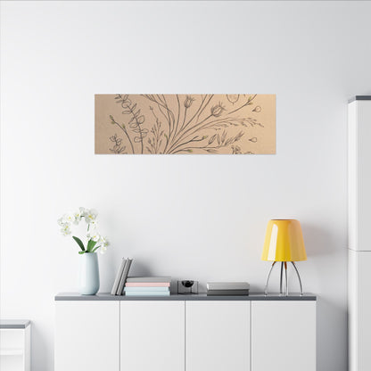 Dried Flowers Canvas Art | Spring Japandi Minimal Line Art