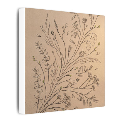 Dried Flowers Canvas Art | Spring Japandi Minimal Line Art
