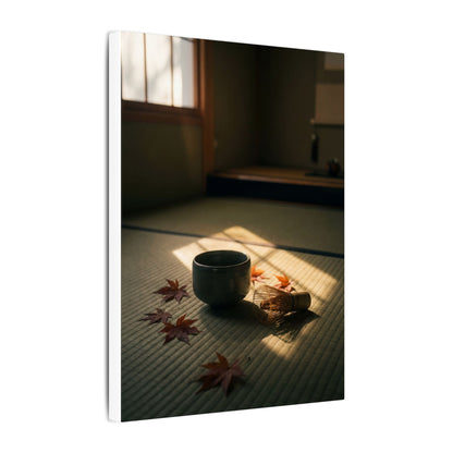 Dark Japandi Tea Ceremony in Golden Hour | Moody Minimal Canvas Art