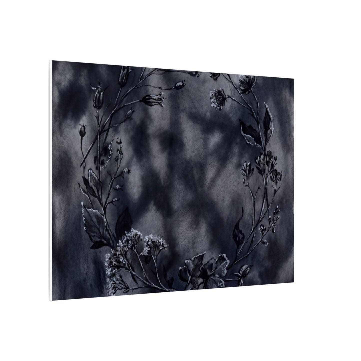 Dried Flowers Canvas Art | Winter Dark Japandi Shadow Zen Art