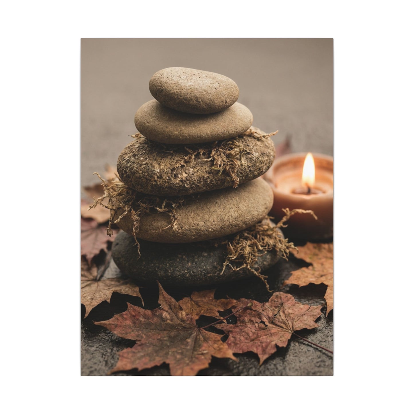 River Stones Canvas Art | Autumn Japandi Texture Art