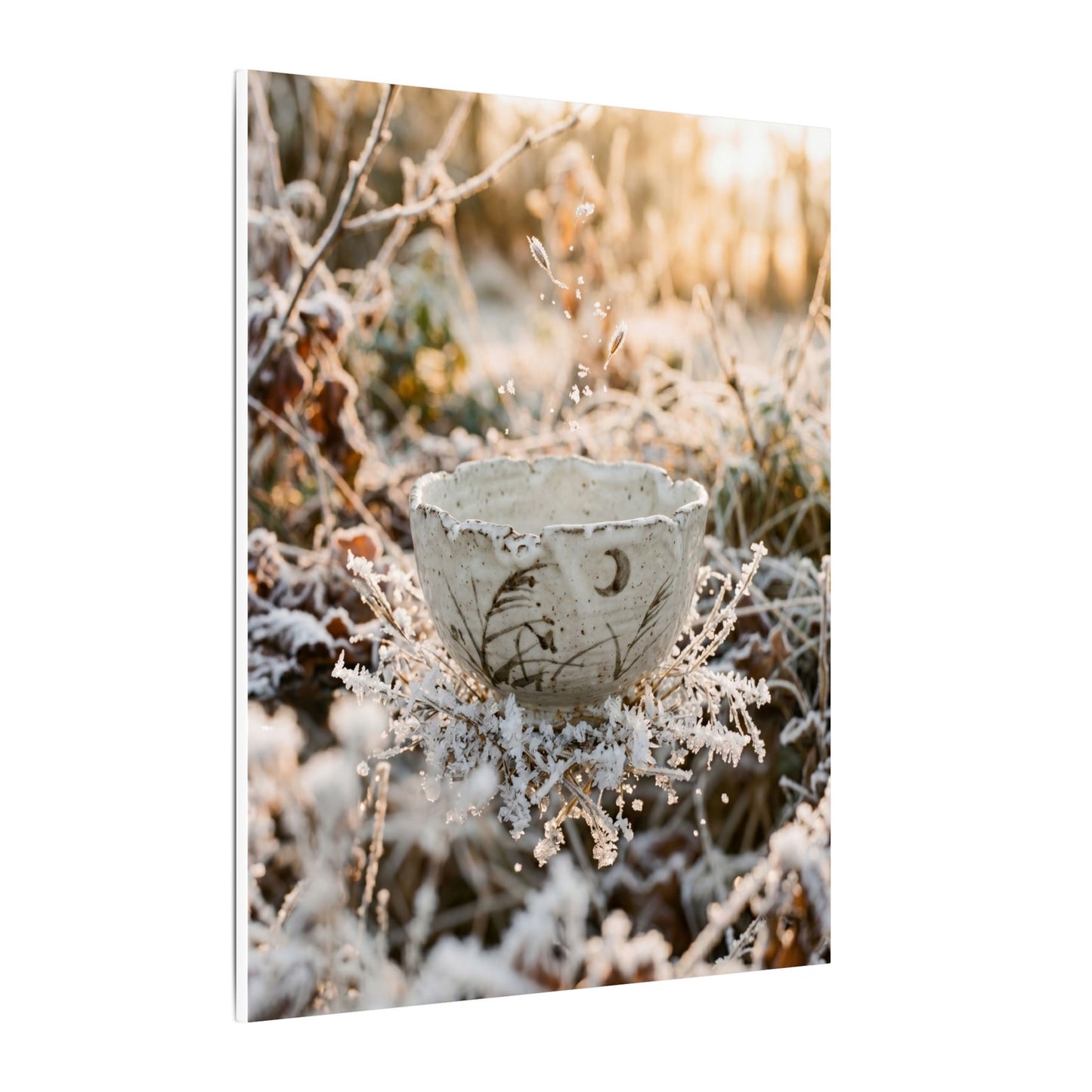 Japandi Ceramic Bowl in Golden Hour | Japanese Pattern Canvas Art