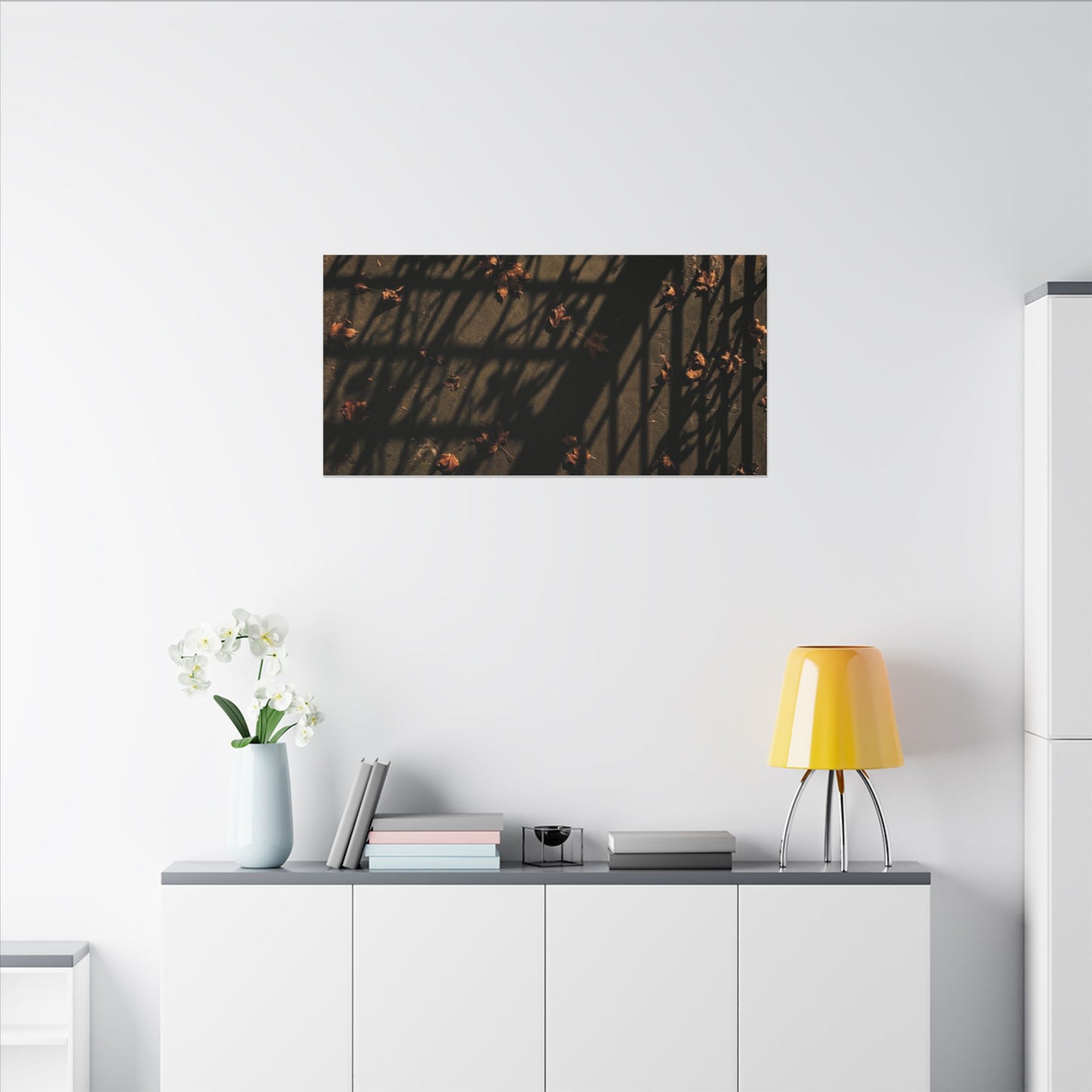 Shadow Play Canvas Art | Autumn Dark Japandi Moody Minimal Art