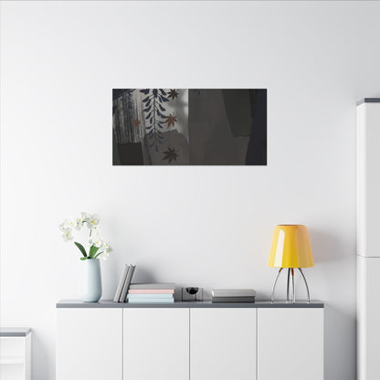 Wisteria Autumn Canvas Art | Dark Japandi Moody Design
