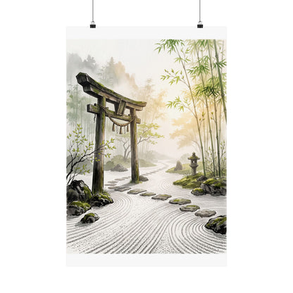 Spring Torii Gate Karesansui Wall Art Print | Contemplative Decor