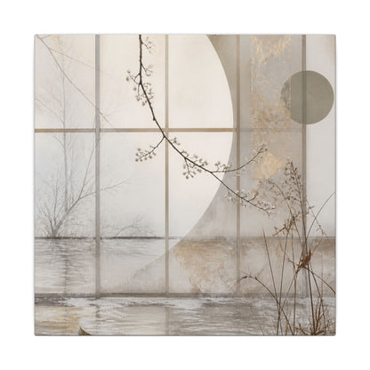 Winter Shoji Screen Japanese Pattern Canvas Art | Elegant Decor
