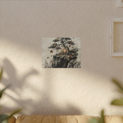 Pine Tree Autumn Canvas Art | Japandi Earthy Design