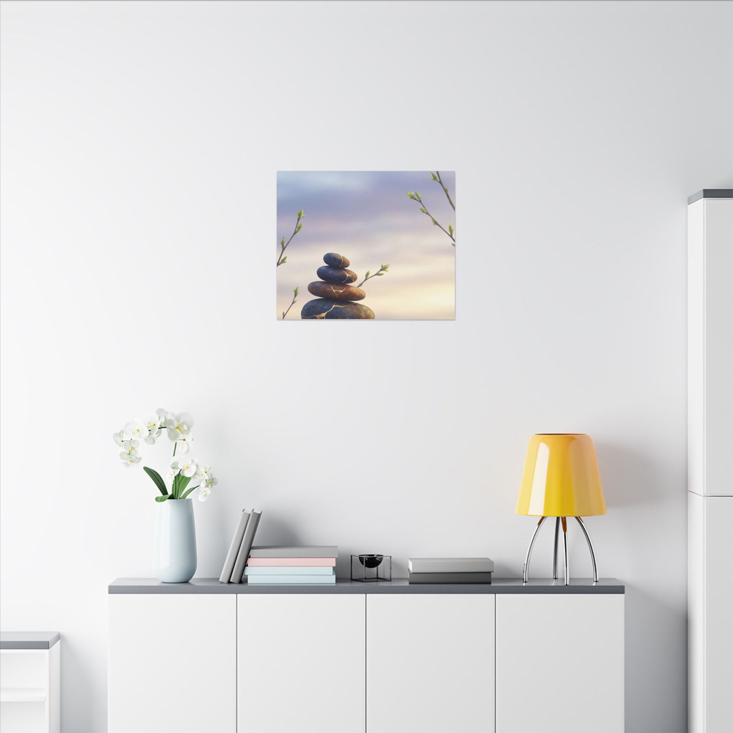 Spring River Stones Gold Vein Canvas Art | Philosophical Decor