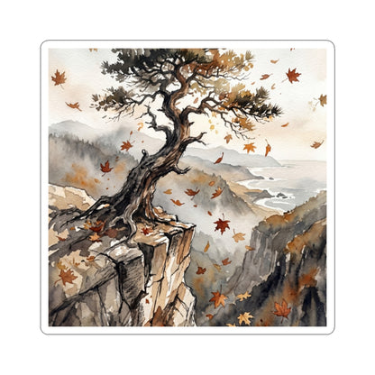 Cozy Pine Tree Sticker - Watercolor Japandi