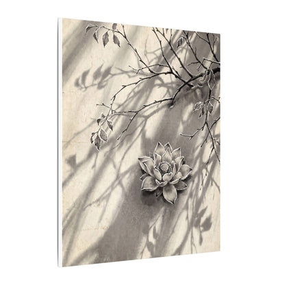 Winter Lotus Flower Sumi E Canvas Art | Contemplative Decor