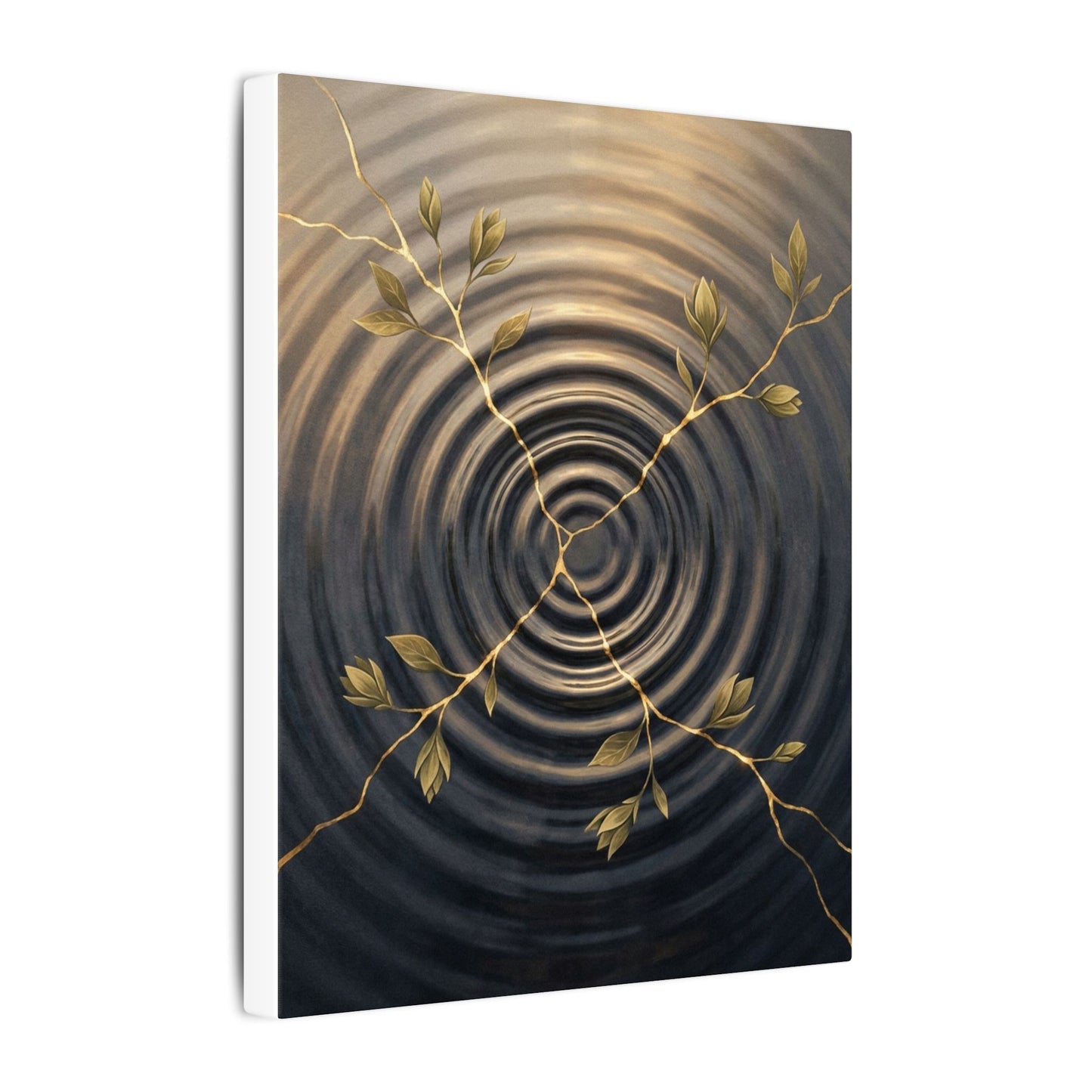 Kanso Water Ripple Canvas Art - Kintsugi Gold Vein