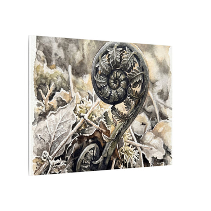 Japandi Fern Unfurling in Golden Hour | Watercolor Canvas Art