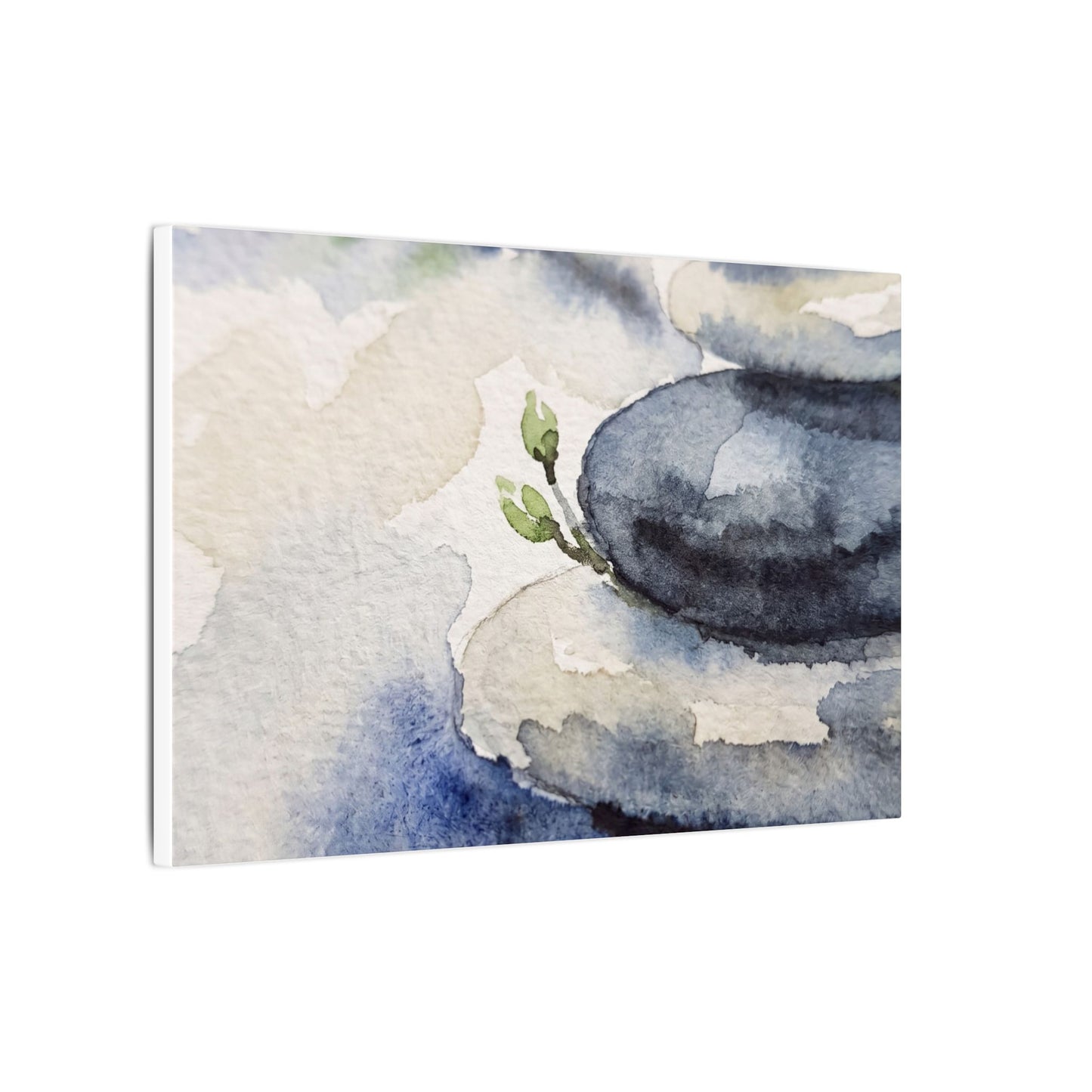 River Stones Watercolor Canvas Art | Cozy Japandi Art
