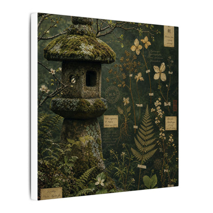 Spring Stone Lantern Herbarium Canvas Art | Nostalgic Decor