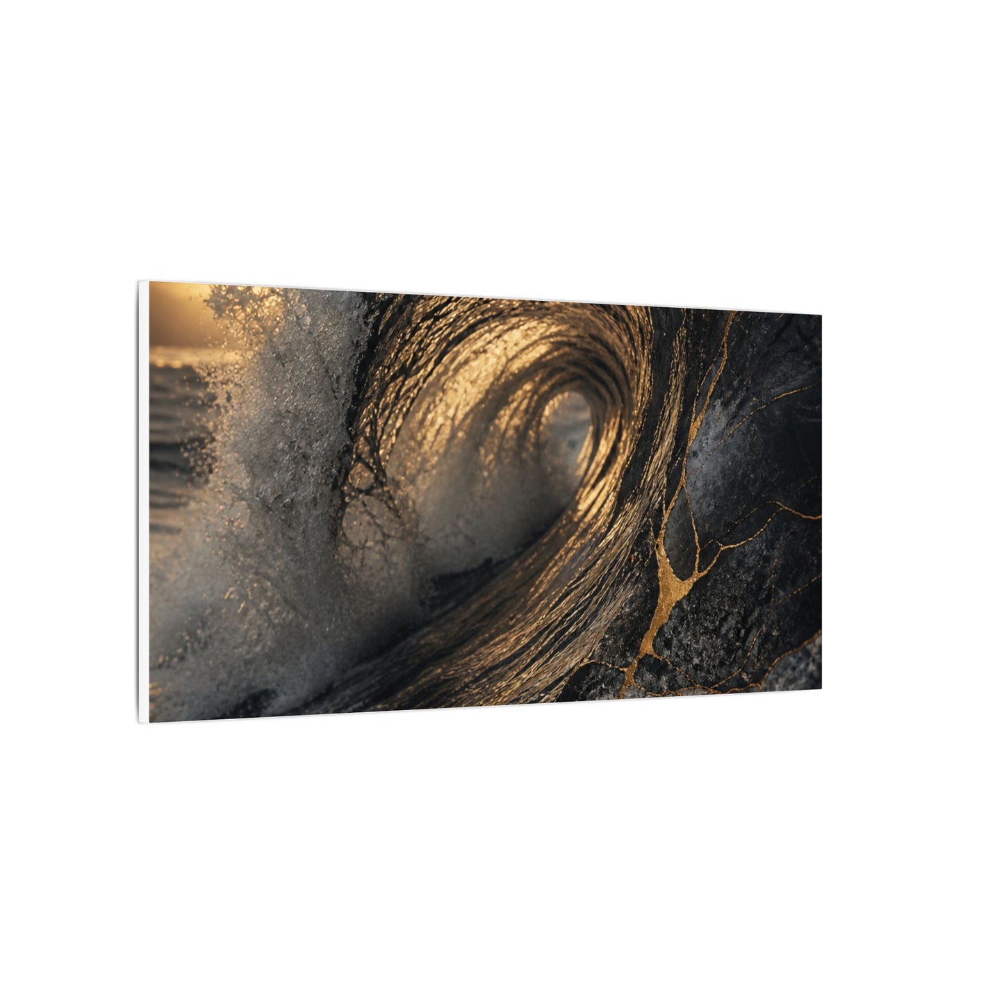 Kanso Ocean Wave Canvas Art - Kintsugi Gold Vein