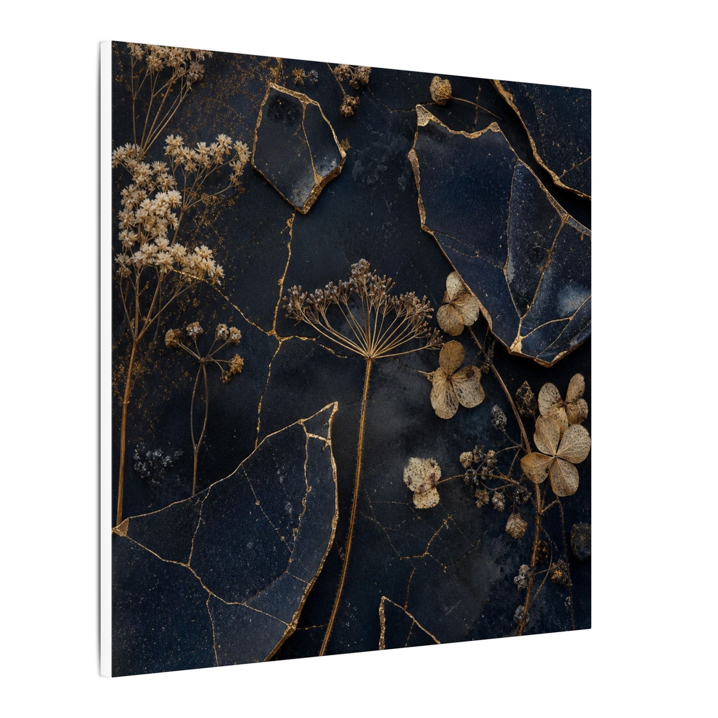 Philosophical Dried Flowers Canvas Art - Broken Beauty Kintsugi