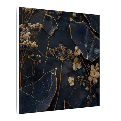 Philosophical Dried Flowers Canvas Art - Broken Beauty Kintsugi