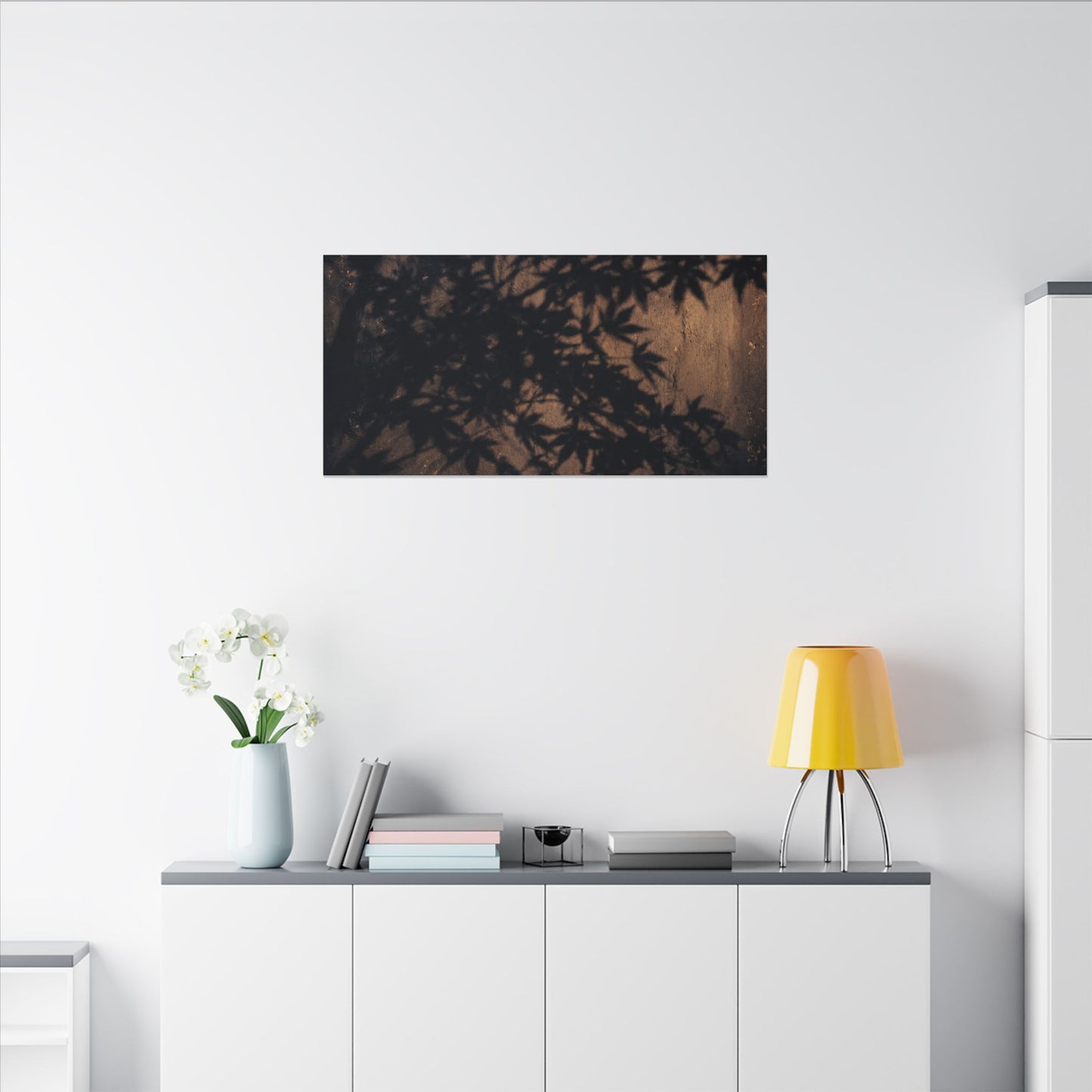 Shadow Play Autumn Canvas Art | Dark Japandi Atmospheric Design