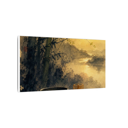 Tea Ceremony Sumi E Canvas Art | Contemplative Zen Art
