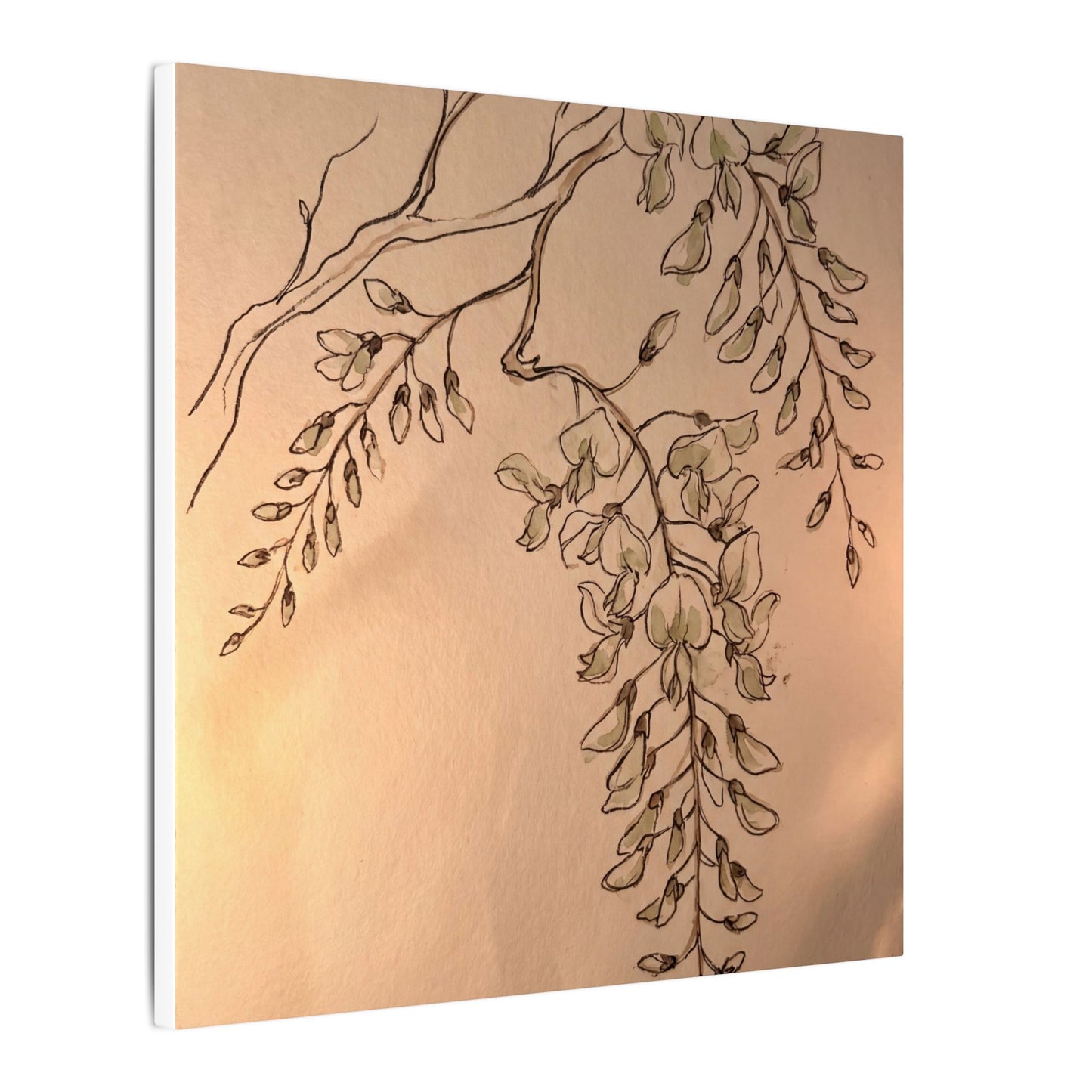 Japandi Wisteria in Candlelight | Minimal Line Canvas Art
