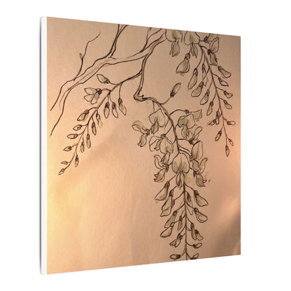 Japandi Wisteria in Candlelight | Minimal Line Canvas Art