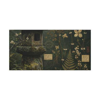Spring Stone Lantern Herbarium Canvas Art | Nostalgic Decor