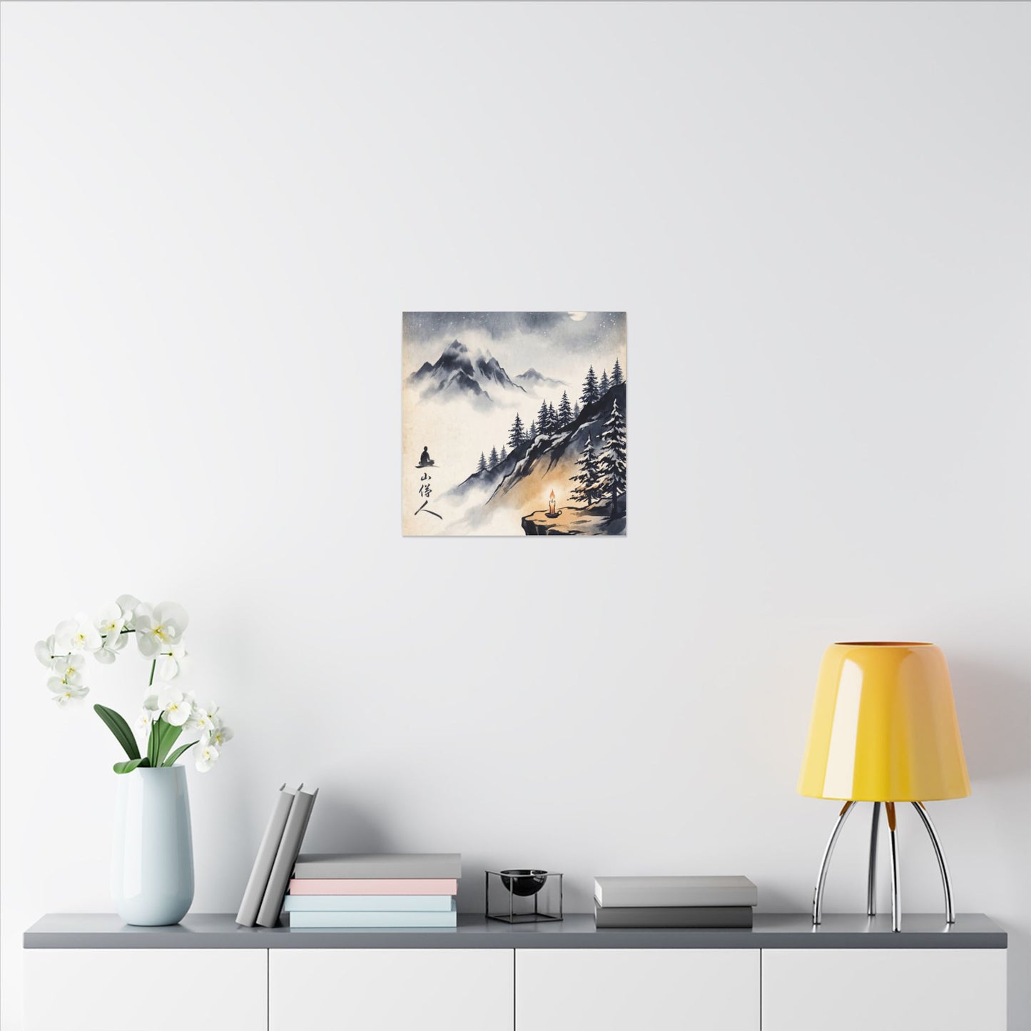 Mountain Mist Canvas Art | Winter Zen Ukiyo E Inspired Art