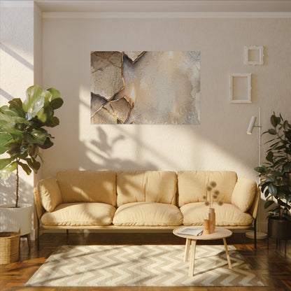 Broken Pottery Winter Canvas Art | Japandi Warm Design