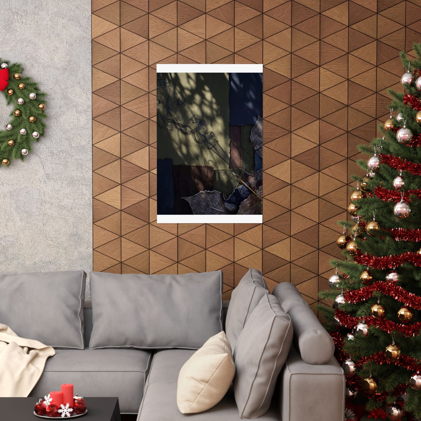 Atmospheric Incense Smoke Wall Art Print - Dark Texture Dark Japandi