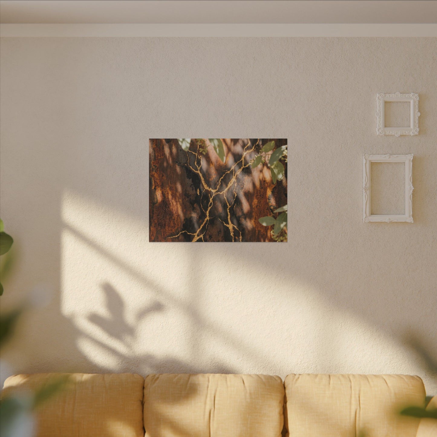 Kanso Rust Patina Canvas Art - Kintsugi Gold Vein