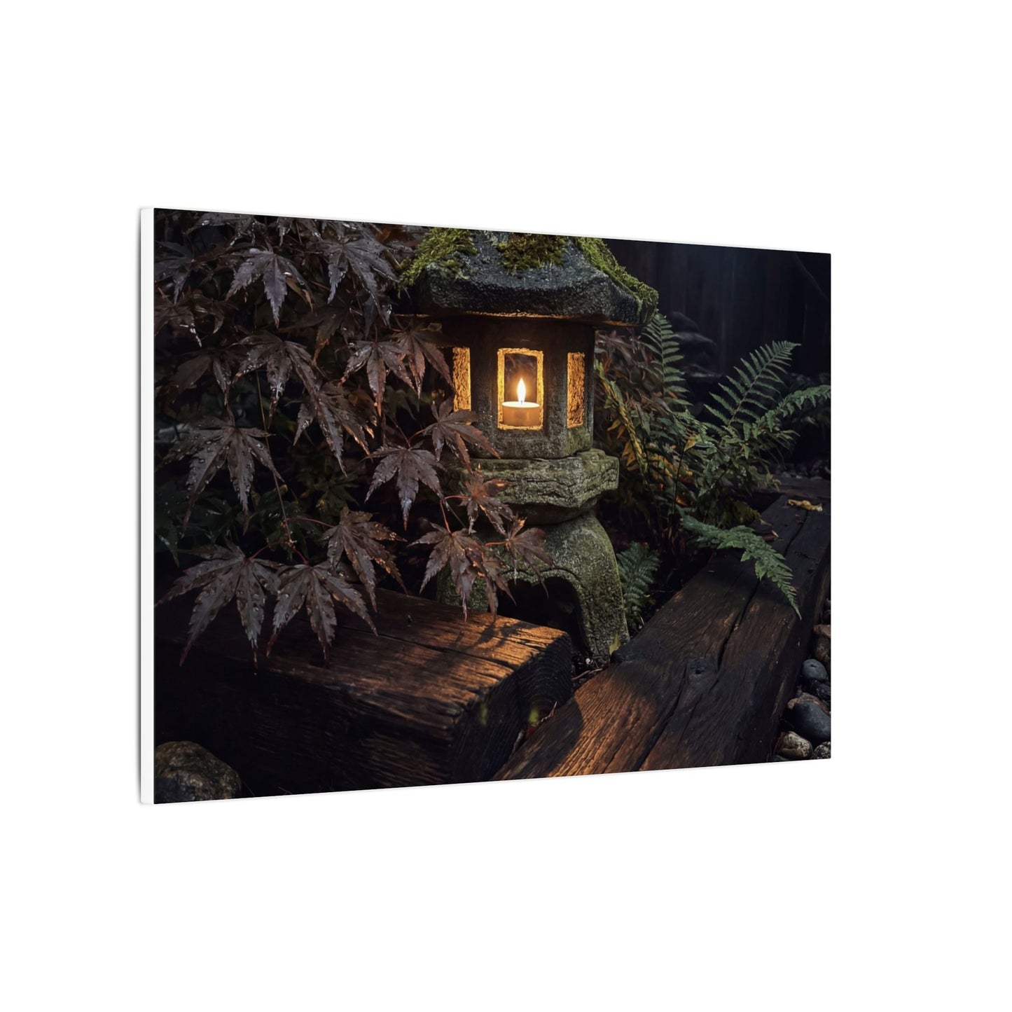 Moody Moonlit Garden Canvas Art - Shadow Zen Dark Japandi