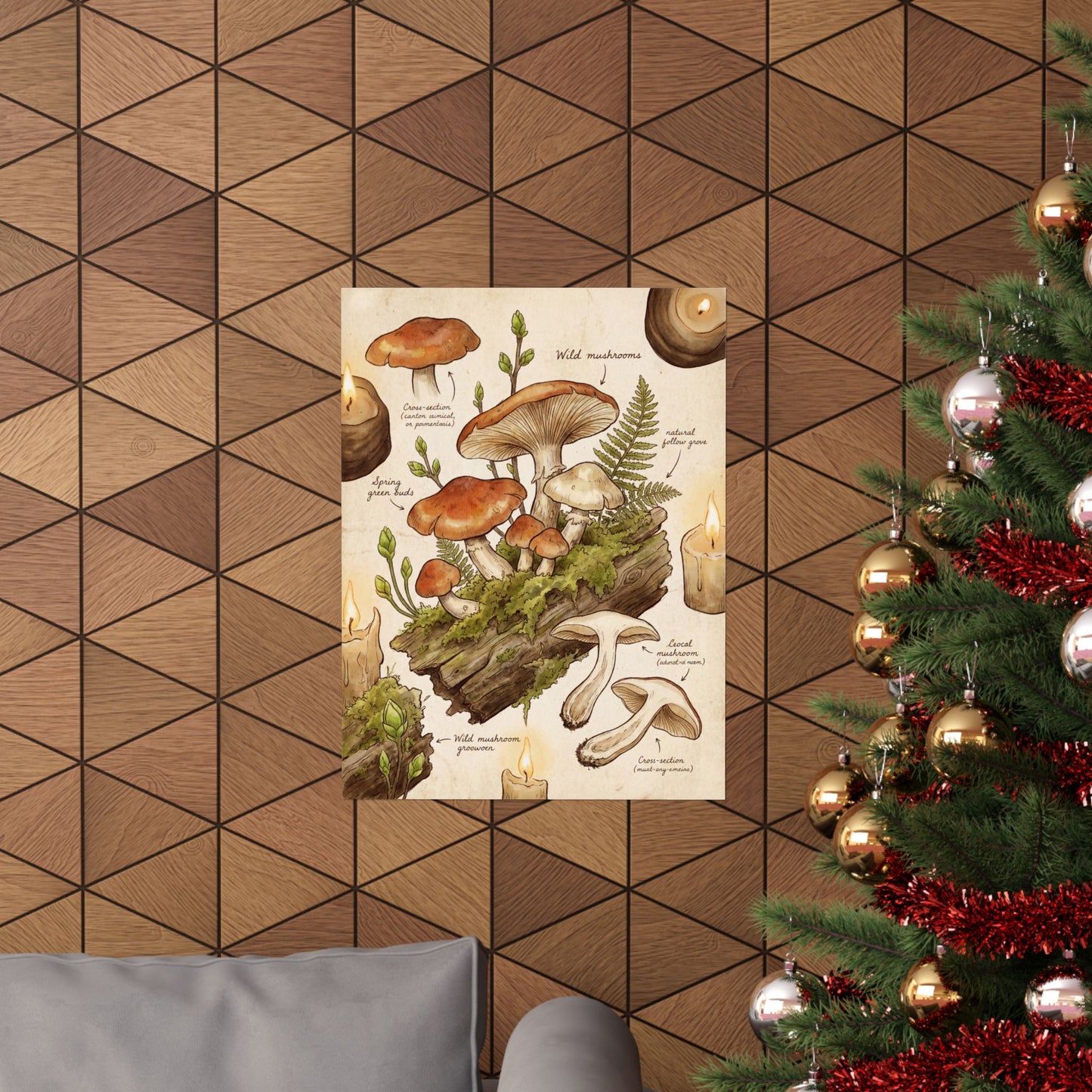 Spring Wild Mushrooms Forest Whimsy Wall Art Print | Rustic Decor