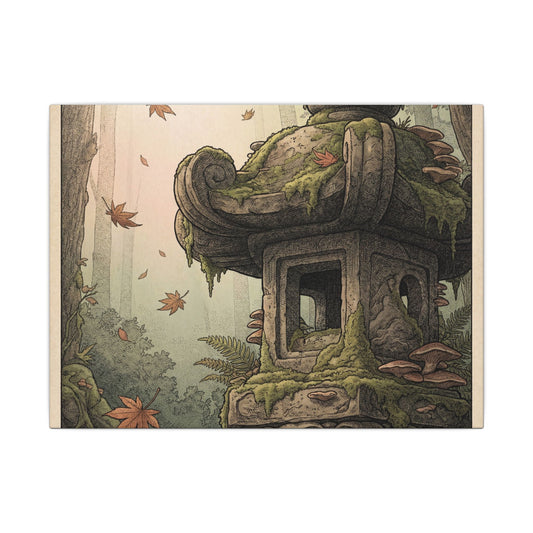 Dawn Stone Lantern Canvas Art - Cottagecore Fukinsei Art Print