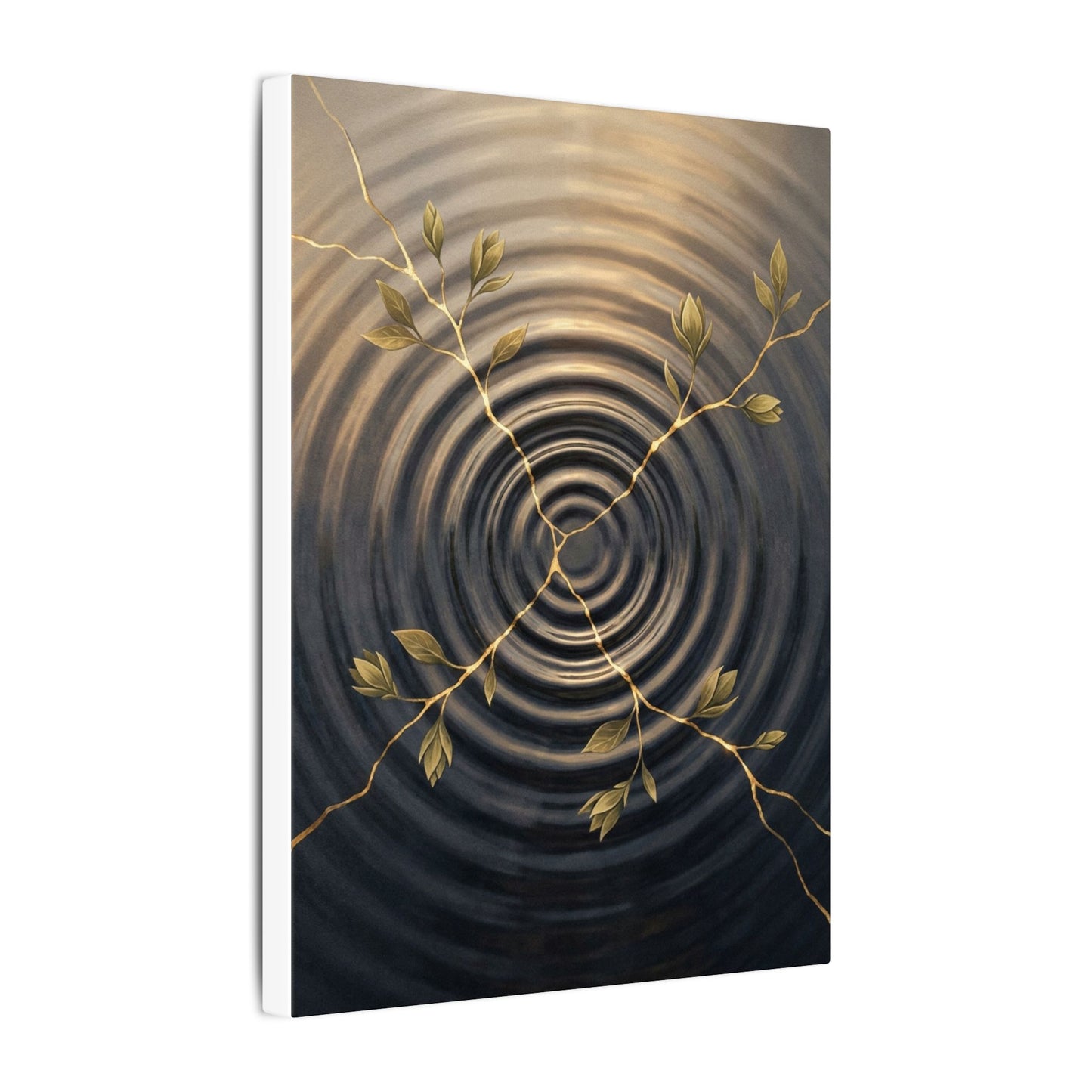 Kanso Water Ripple Canvas Art - Kintsugi Gold Vein