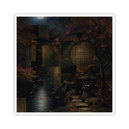 Moonlit Garden Autumn Sticker | Dark Japandi Sophisticated Design