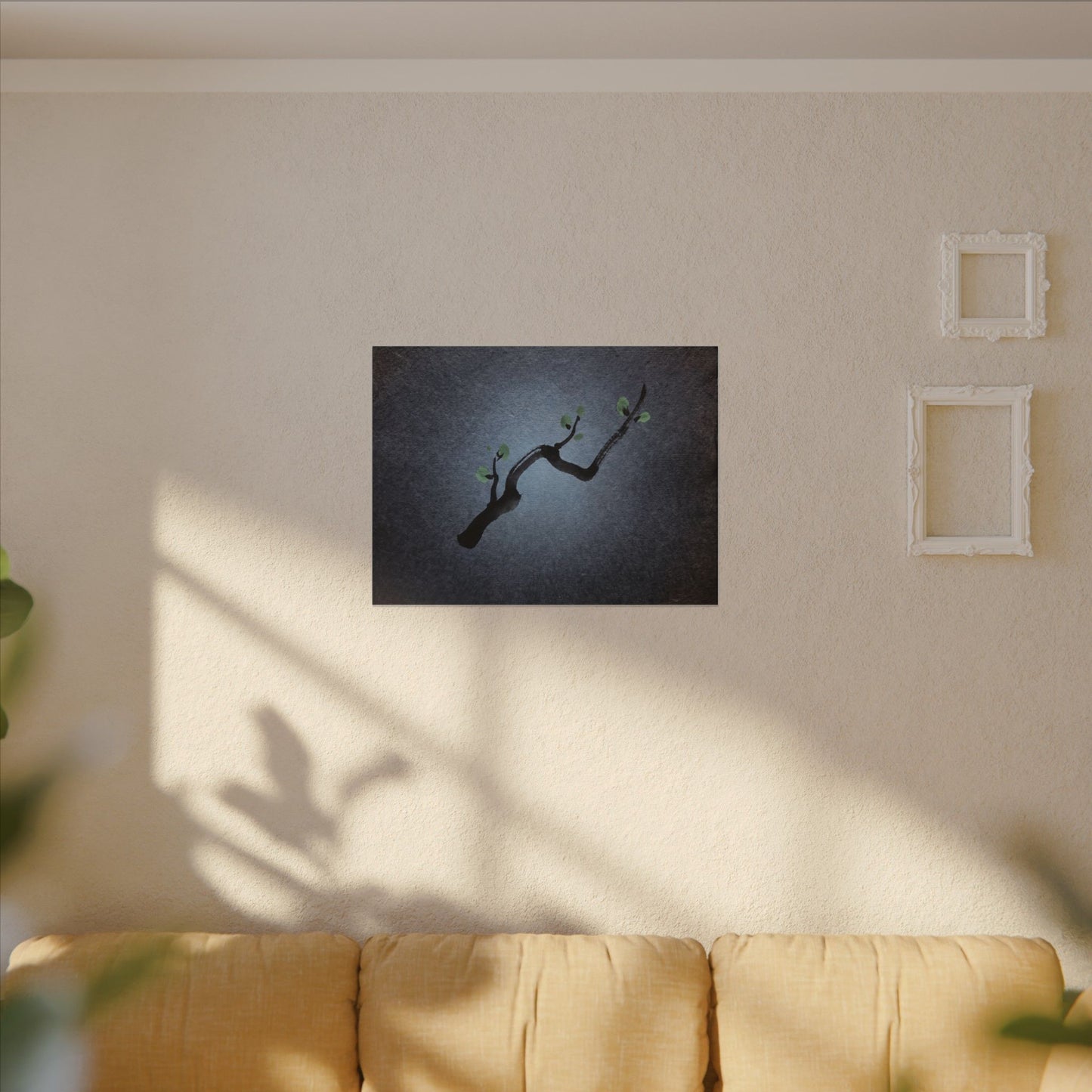 Ink Brushstroke Canvas Art | Spring Dark Japandi Moody Minimal Art