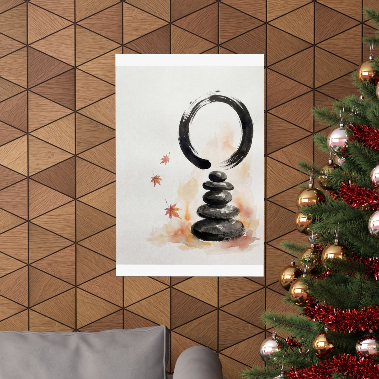 Tranquil River Stones Wall Art Print - Enso Zen