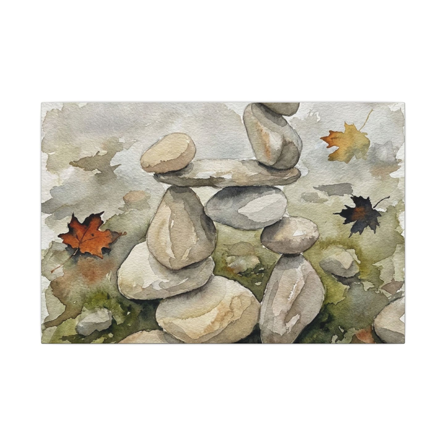 Overcast River Stones Canvas Art - Japandi Fukinsei