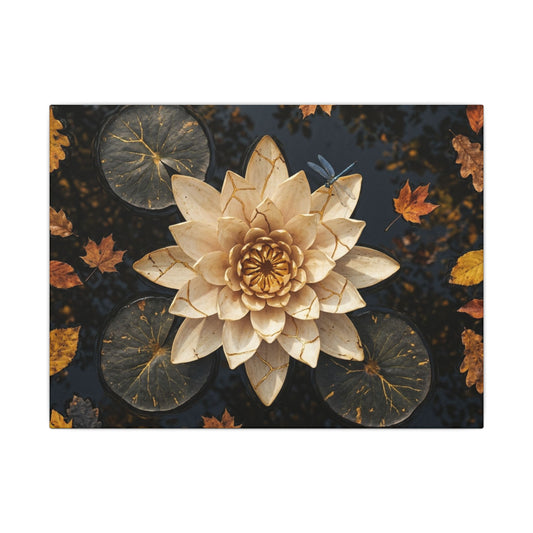 Healing Lotus Flower Canvas Art - Gold Repair Kintsugi Art Print