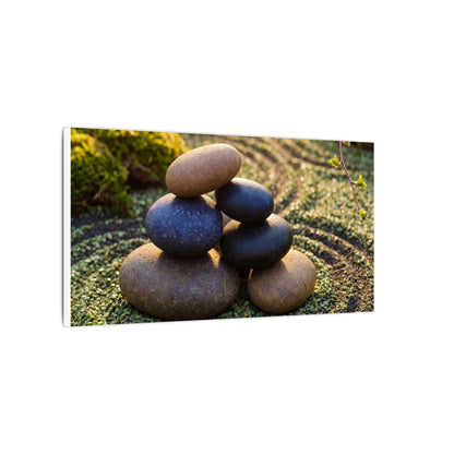Zen River Stones in Golden Hour | Karesansui Canvas Art