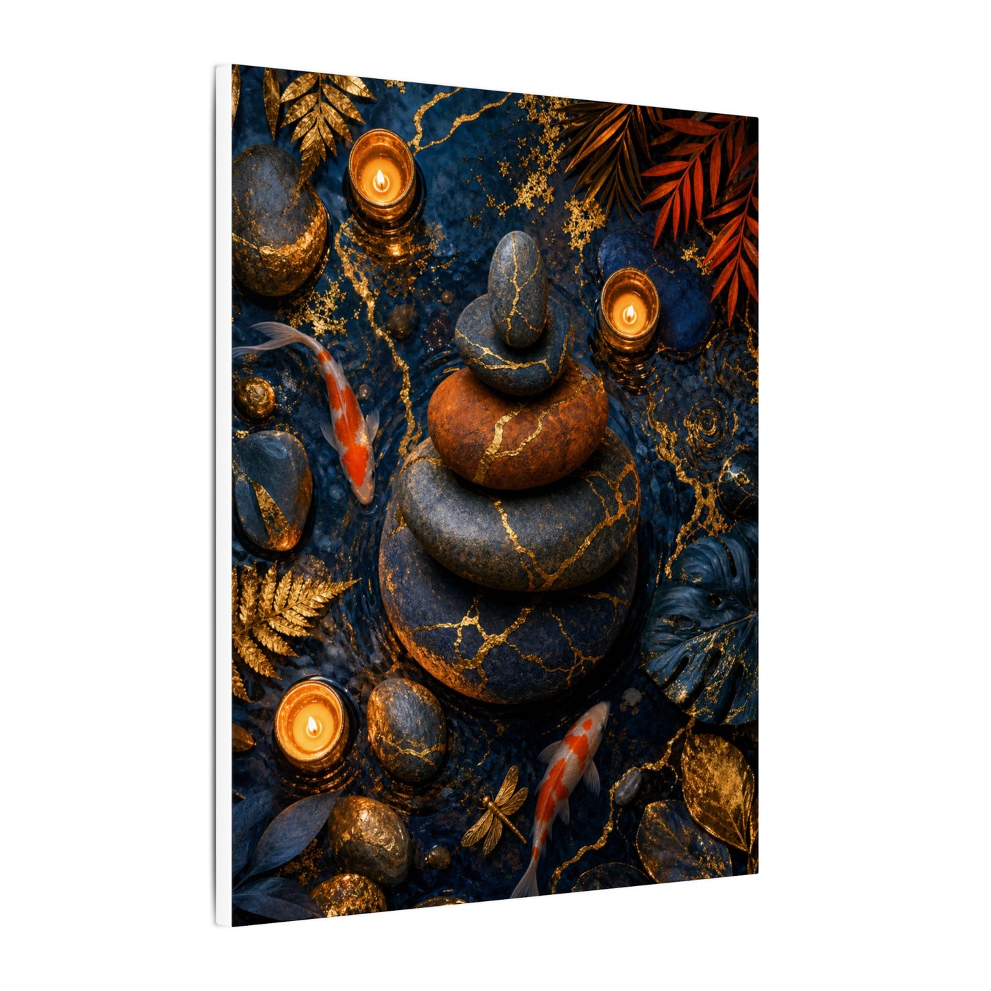 Summer River Stones Gold Vein Canvas Art | Resilient Decor