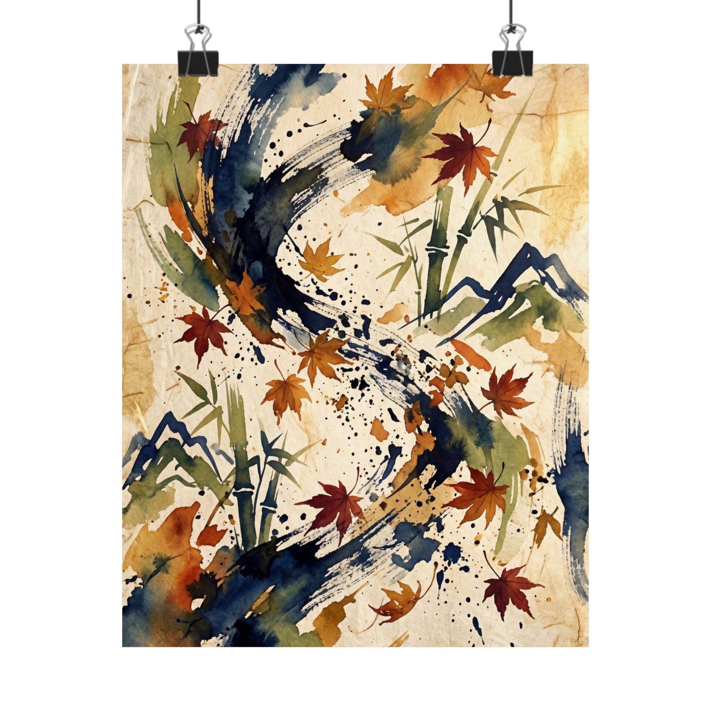 Golden Hour Ink Brushstroke Wall Art Print - Zen Shibui