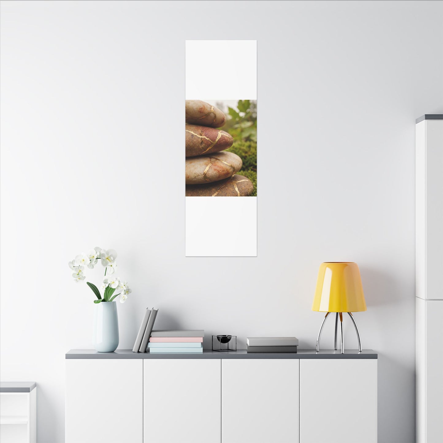 River Stones Summer Canvas Art | Kintsugi Healing Design