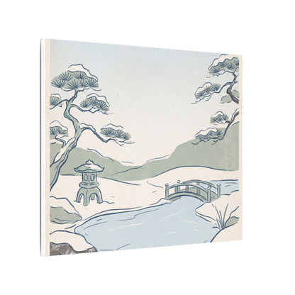 Japandi Moonlit Garden in Moonlight | Minimal Line Canvas Art