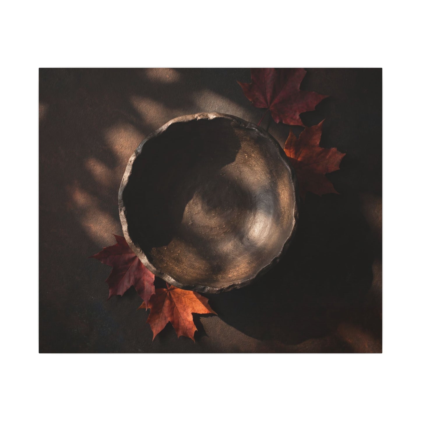 Ceramic Bowl Canvas Art | Autumn Dark Japandi Dark Texture Art