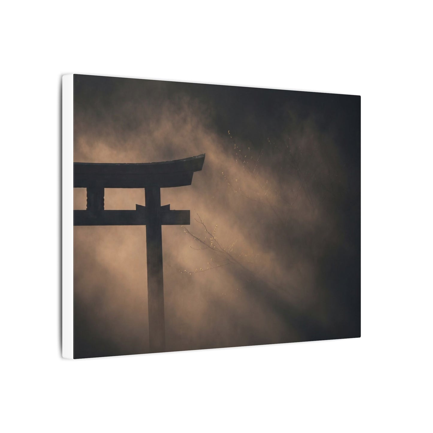 Torii Gate Shadow Zen Canvas Art | Bold Dark Japandi Art