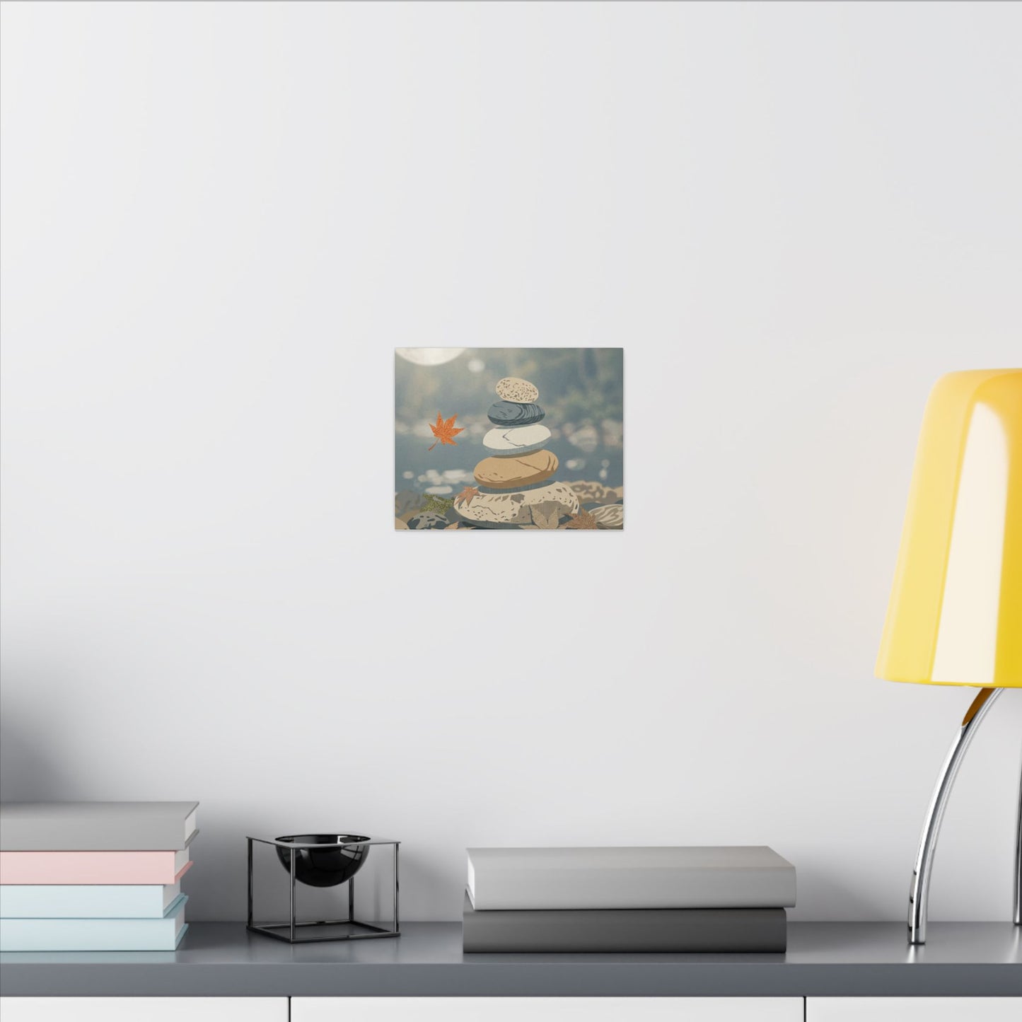 Warm River Stones Canvas Art - Japanese Pattern Japandi